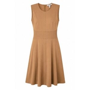Derek Lam 10 Crosby Camel Tan Smocked Waist Fit Flare Dress Womens 10 Sleeveless
